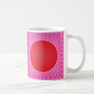 Mug Sunburst géométrique moderne - Fuchsia et rouge