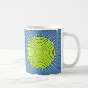 Mug Sunburst géométrique moderne - Lime et bleu Denim