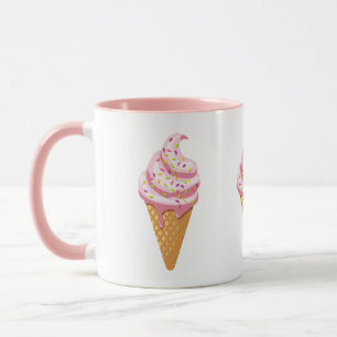 Mug sundae fraise en cône gaufre avec couche supérieur