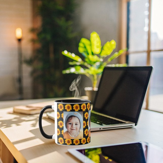 Mug Sunfleurs jaune photo enfant noir (Créateur téléchargé)