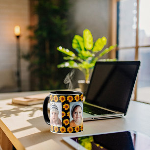 Mug Sunfleurs jaune photo enfants noir