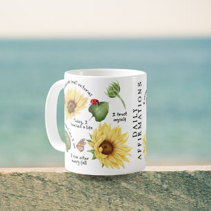 Mug Sunflower Floral Art, Affirmation Positive Self