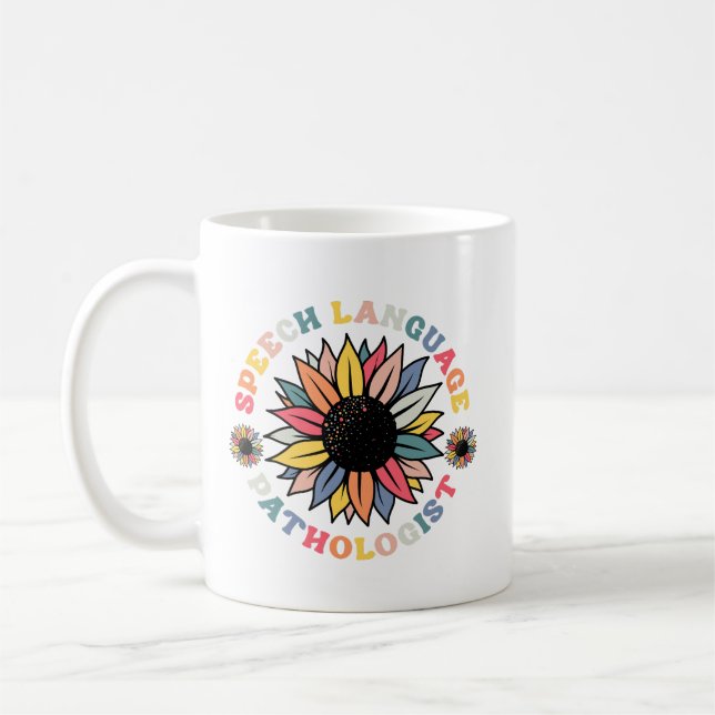 Mug Sunflower SLP Discours Langue Pathologiste Cadeau (Gauche)