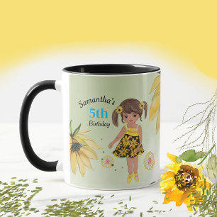 Mug Sunflower Watercolor Cinquième fille Anniversaire