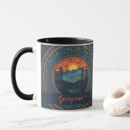 Mug Sunset Dot Mandala Vintage Wilderness personnalisé
