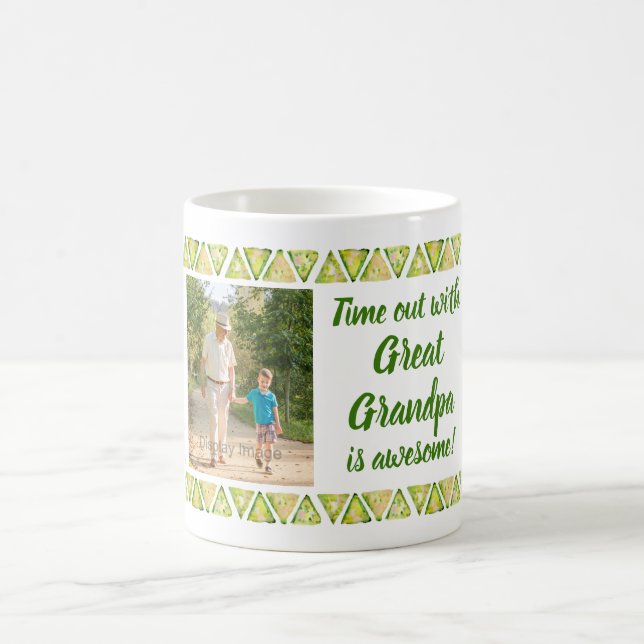 Mug Super grand-père est génial 3 Photo Green Border (Centre)