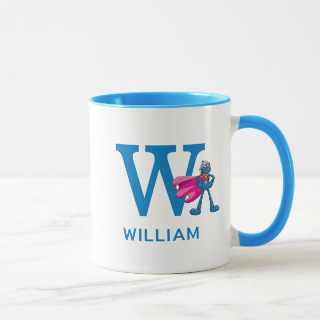Mug Super Grover Ajouter Votre Nom Et Monogramme W (Droite)