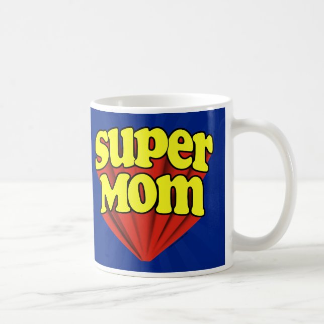 Mug Super Maman Rouge/Jaune/Bleu Superhero Fête des Mè (Droite)