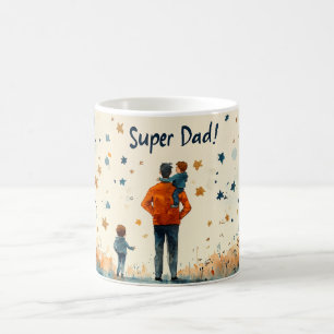 Mug Super papa ! Aquarelle Cadeau de fête du Père avec