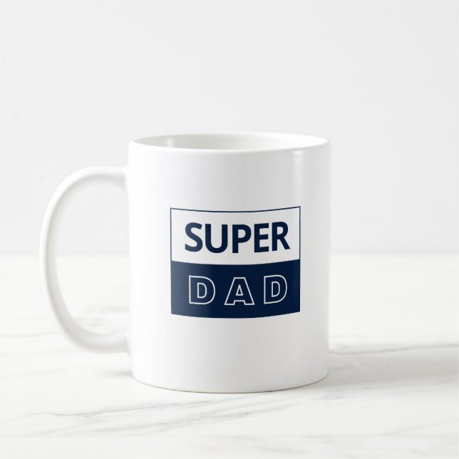 Mug Super papa en bleu et blanc (Gauche)