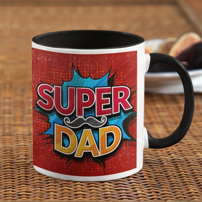 Mug Super Papa Mustache Grunge moderne (Créateur téléchargé)