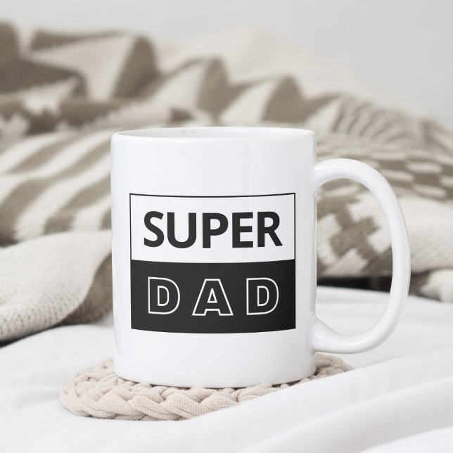Mug Super papa | Papa Noir Et Blanc (Créateur téléchargé)