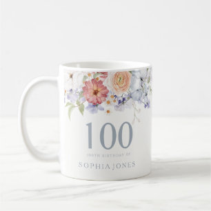 Mug Superbe aquarelle Florale 100e fête d'anniversaire