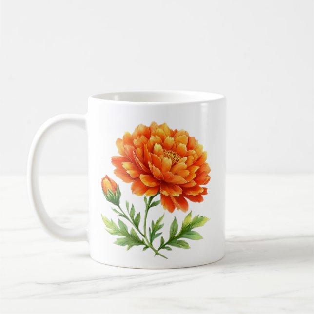 Mug Superbe fleur orange groovy. (Gauche)