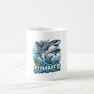 Mug Superbe Grand Requin Blanc Sautant - animal d'été