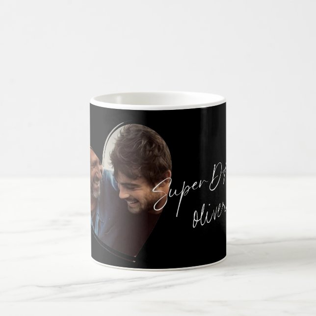 Mug SuperDAD Photo Moderne Cadeau Tendance Noir (Centre)