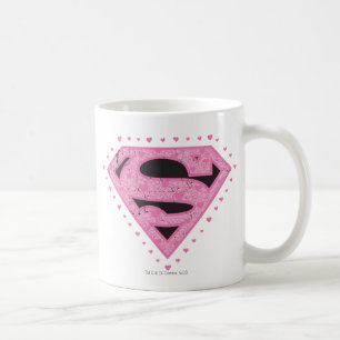 Mug Supergirl a affligé le noir et le rose de logo