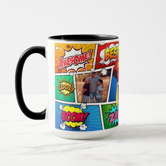 Mug Superhero Fête des pères bande dessinée Papa (Gauche)
