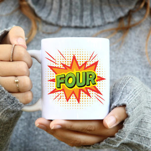 Mug Superhero Texte enfants 4ème anniversaire fête cla