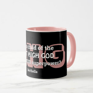 Mug Superpower LA PLUPART HAUTE DIEU Personnalisé Rose