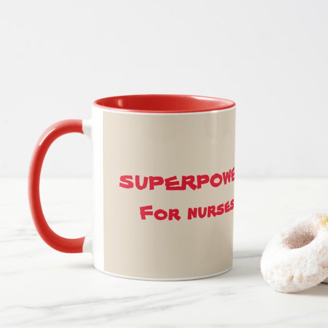 Mug Superpuissance pour les infirmières (Avec donut)