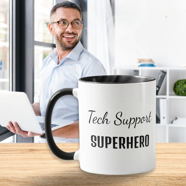 Mug Support technique Superhero Humour d'ordinateur Mo (Créateur téléchargé)