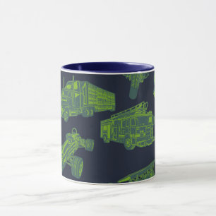 Mug Sur le bleu et vert en mouvement Véhicules Voiture