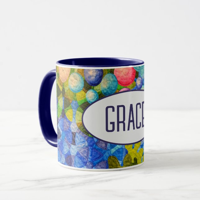 Mug Surface composée contemporaine avec texte (Devant gauche)