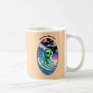 Mug Surfboard Surfboard Alien de l'espace chevauchant