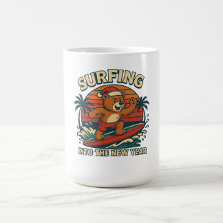 Mug Surfer dans la nouvelle année - Ours vintage rétro