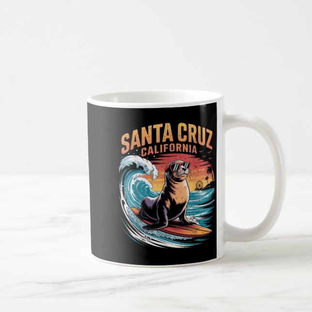 Mug Surfer Surf les années 70 80s Père Noël Cruz Calif (Droite)