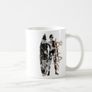 Mug Surfeur de surf d'été en noir avec planche de surf