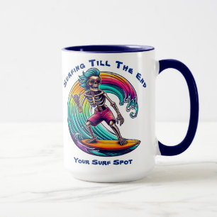 Mug Surfeur squelette chevauchant une vague