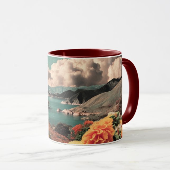 Mug Surreal Mountain Landscape with Planets and Clouds (Devant droit)
