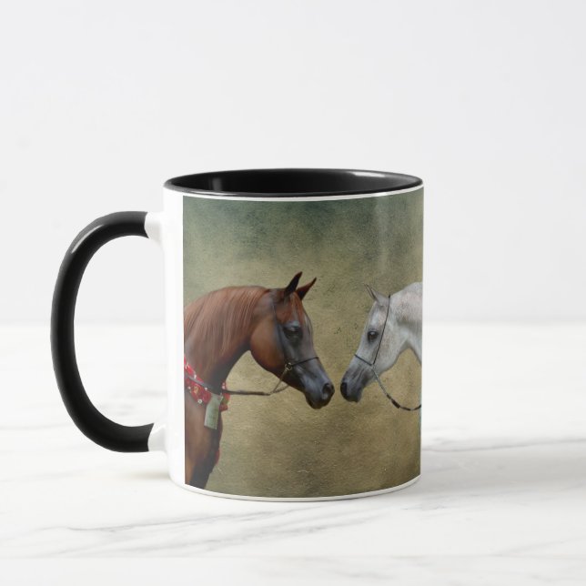 Mug Surreal two horses painting. (Gauche)