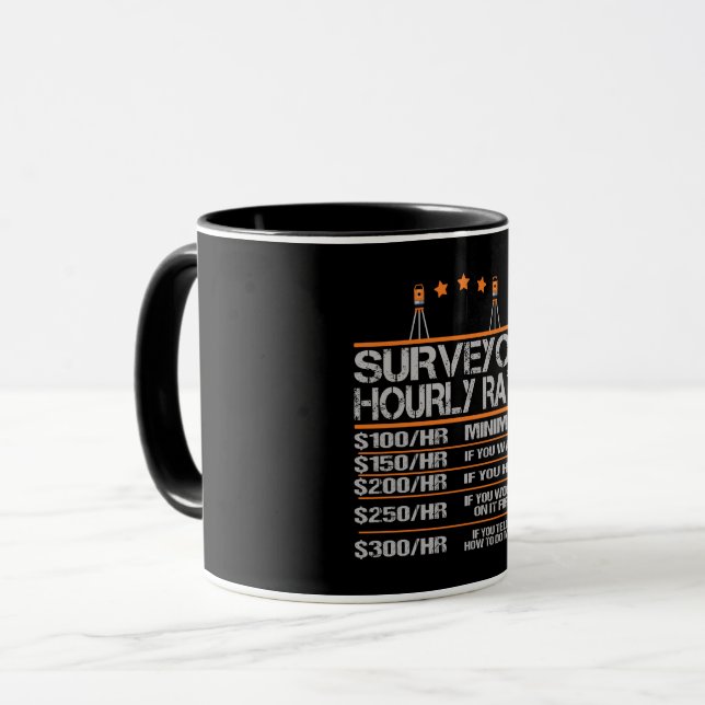 Mug Surveyor Hourly Rate Funny Gift Idea (Devant gauche)