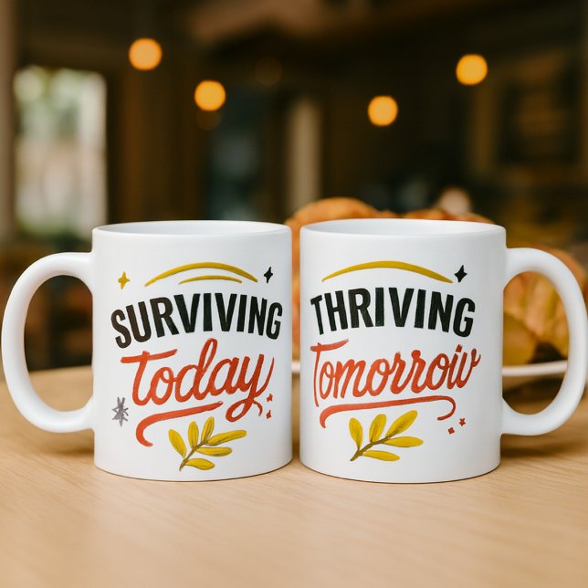 Mug Surviving Today & Thriving Tomorrow Motivational (surviving today thriving tomorrow)