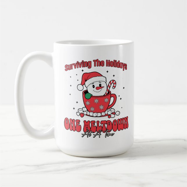 Mug Survivre aux vacances avec la gaieté et le café (Gauche)