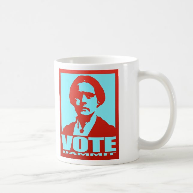 Mug Susan B. Anthony Vote Dammit Pop Art Red et Aqua (Droite)
