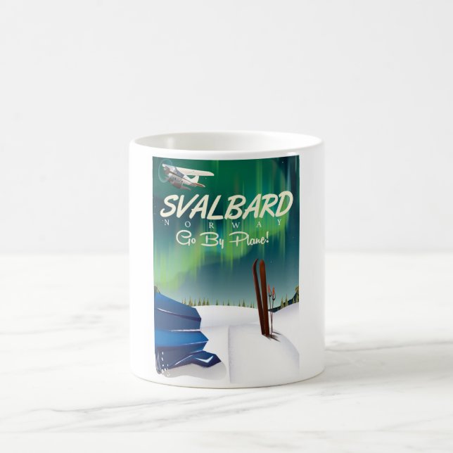 Mug svalbard Norvège Lampes du Nord affiche de voyage (Centre)