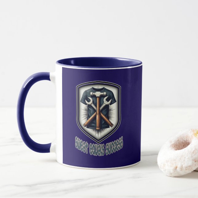 Mug Sweat Equals Success Worker Design (Avec donut)