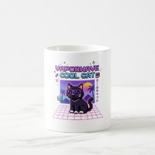Mug Sweatshirt graphique Y2K Vaporwave Pixel Cool Cat 
