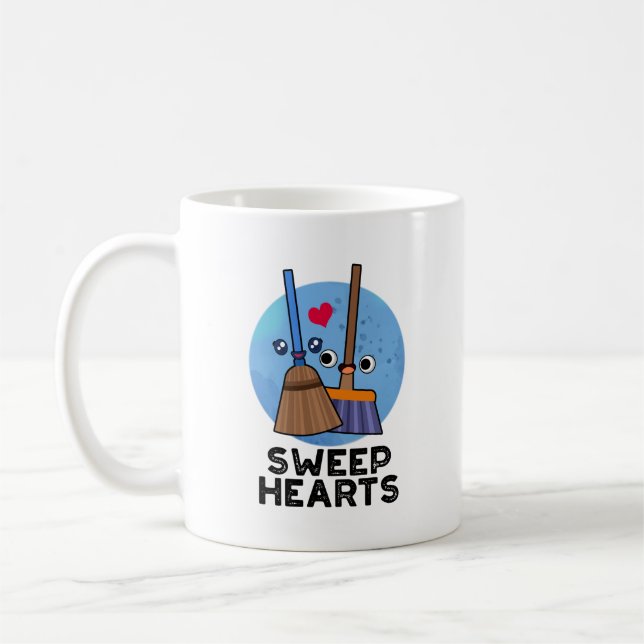 Mug Sweep Hearts Funny Sweet Hearts Broom Pun (Gauche)