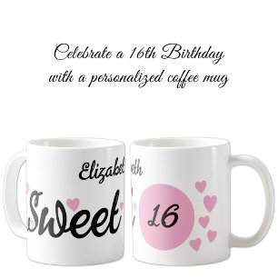 Mug Sweet 16 nom 16e anniversaire rose