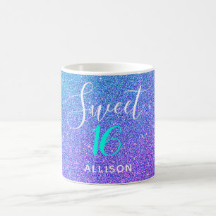 Mug Sweet 16 Turquoise Purple Parties scintillant Ombr