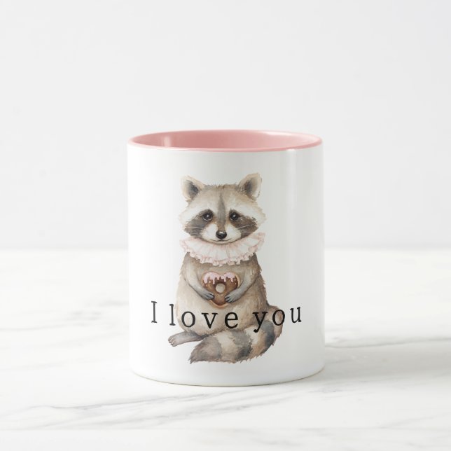 Mug Sweet Cream Raccoon Heart Donut (Centre)