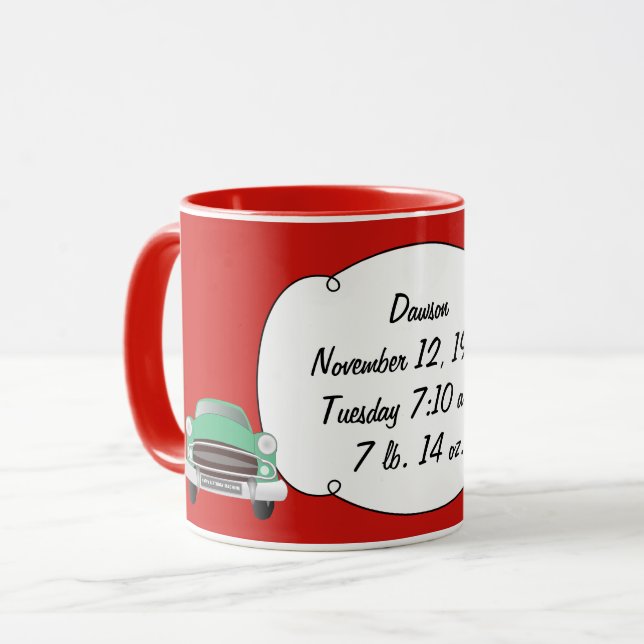 Mug Sweet Green Retro Voiture Bébé Garçon Cadeaux (Devant gauche)