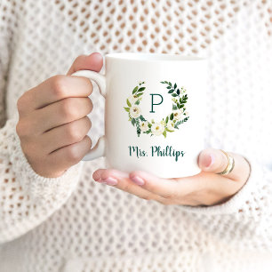 Mug Sweet Greenery Wreath Mme Monogram