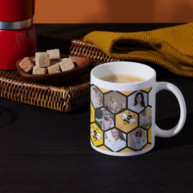 Mug Sweet Memories : Honeycomb Photo Collage (14 Photo (Honeycomb Photo Collage,
Personalized Coffee Mug,
14 Picture Mug,
Custom Photo Mug,
Family Photo)