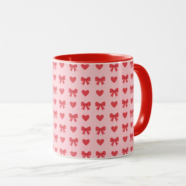 Mug Sweet Pink Hearts & Bows Pattern (Devant droit)